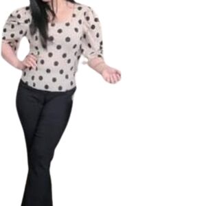 Suzy Shier Puff Sleeves Polka Dots Top Size XS/TP